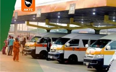 AKTC passenger vans at an interstate bus terminal